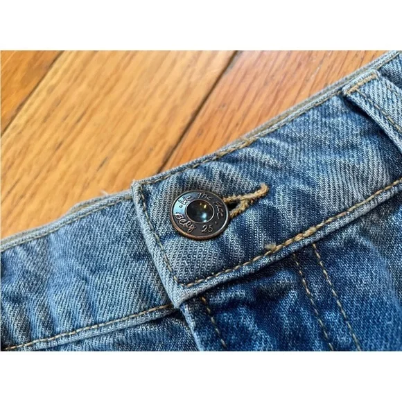 Free People We The Free Distressed Fly Blue Denim Mini Skirt BOHO Womens Size 28 - Picture 4 of 12